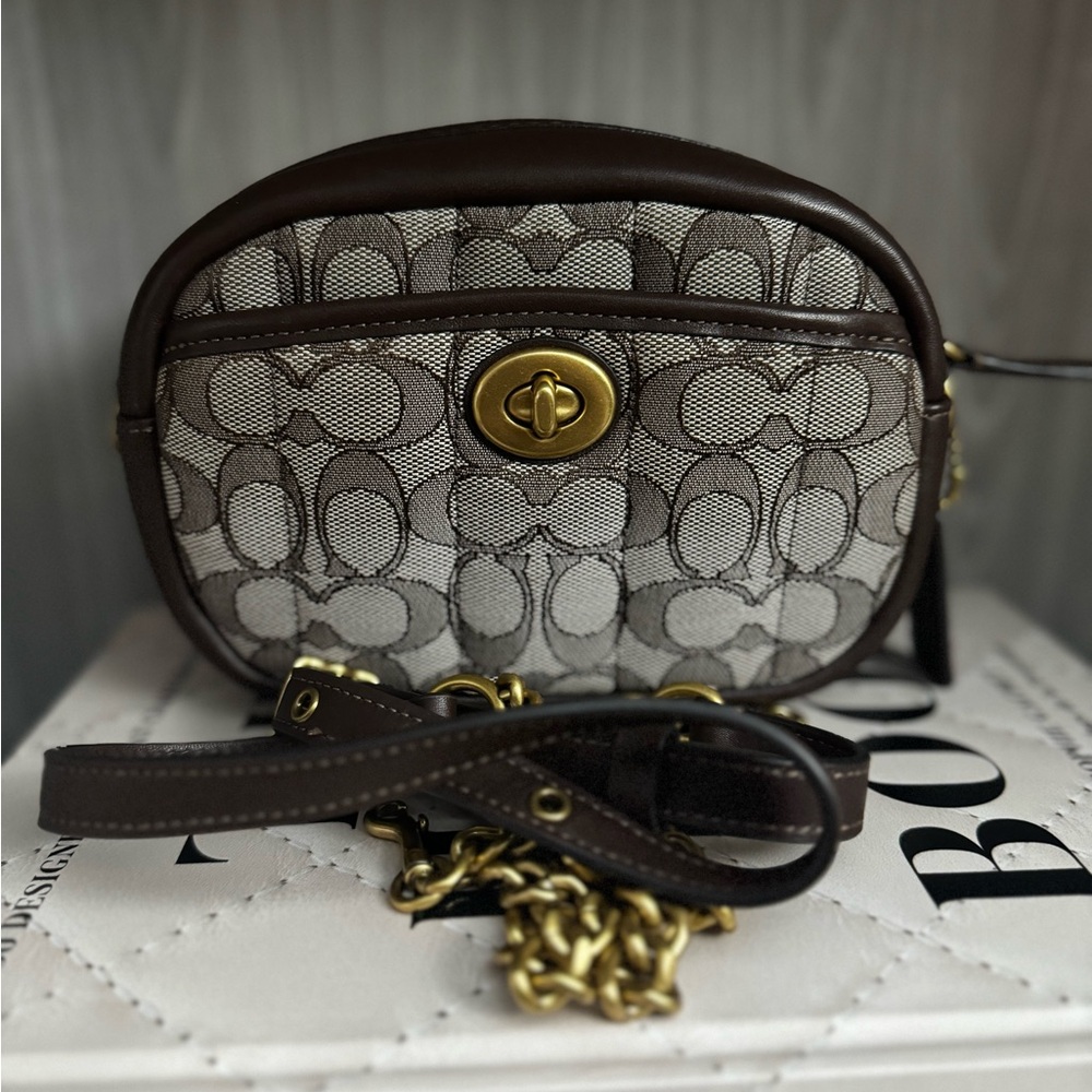 Coach Oak Maple (Brown)Crossbody Camera Bag with Signature Monogram - Picture 3 of 5